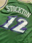 NBA 12 Stockton Utah Jazz Maillot Retro green brodé